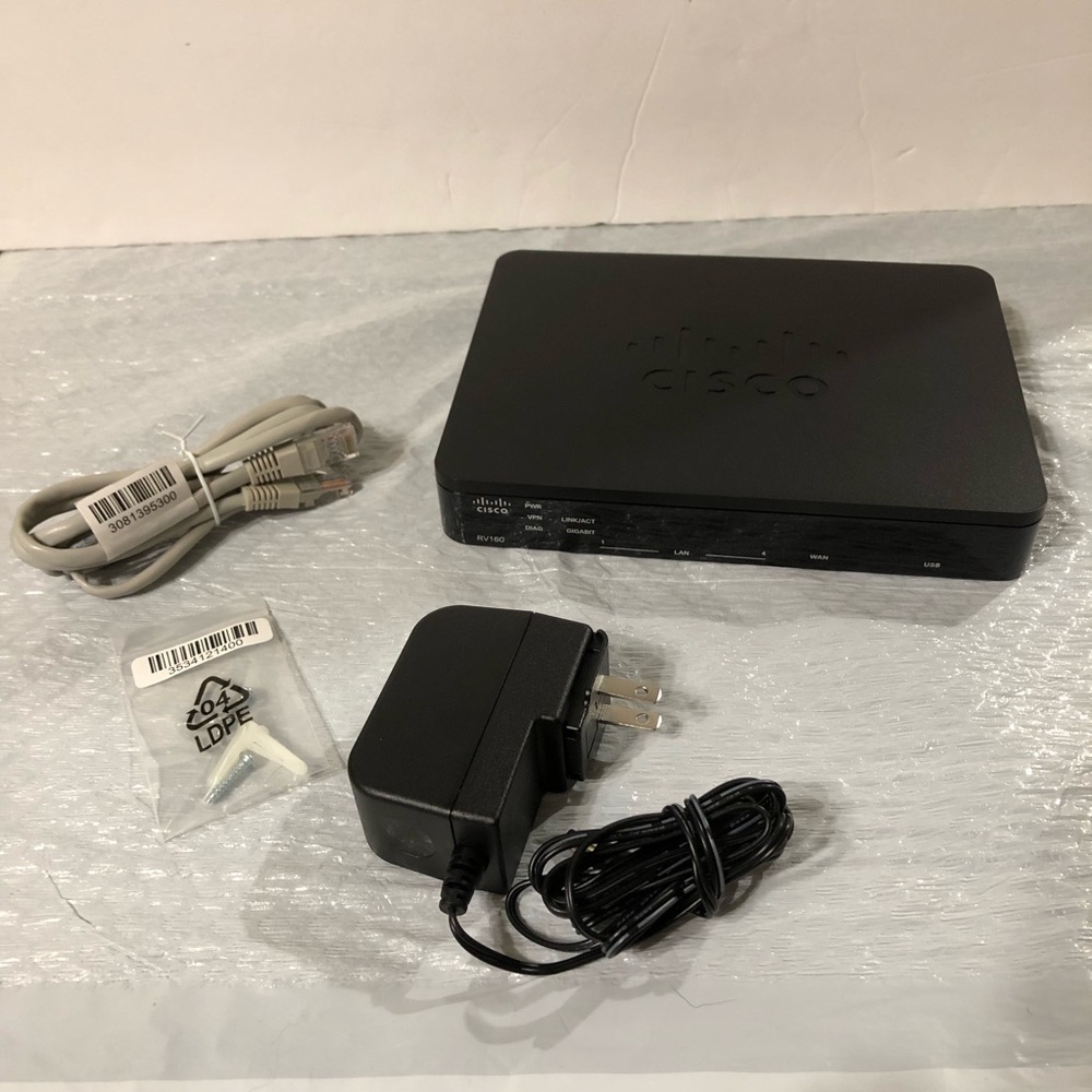 NEW! Cisco Small Business RV160 Black Network Router with Accessories